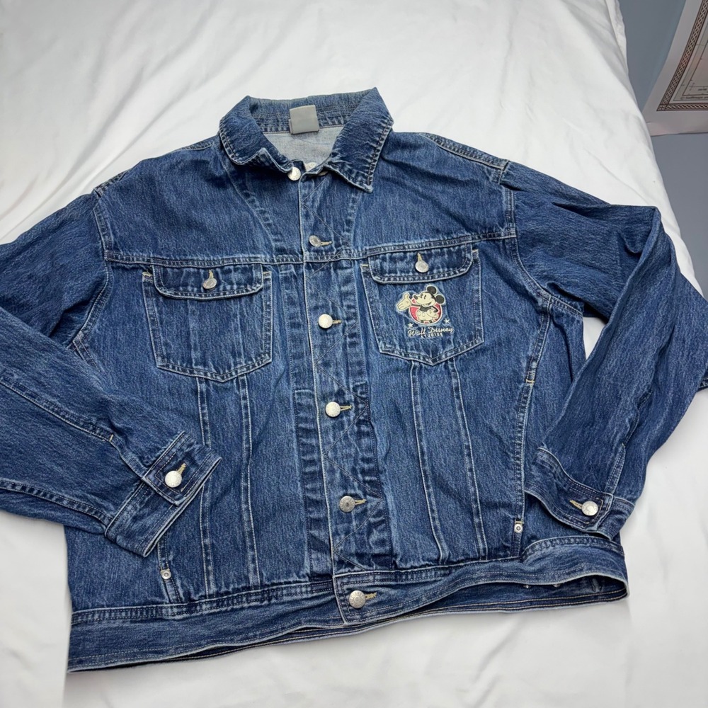Vintage Disney Store Mickey Mouse Walt Disney Studios Denim Trucker Jacket M